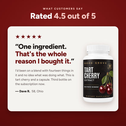 Customer review from Dave R., 58, Ohio: one ingredient is the whole reason I bought it