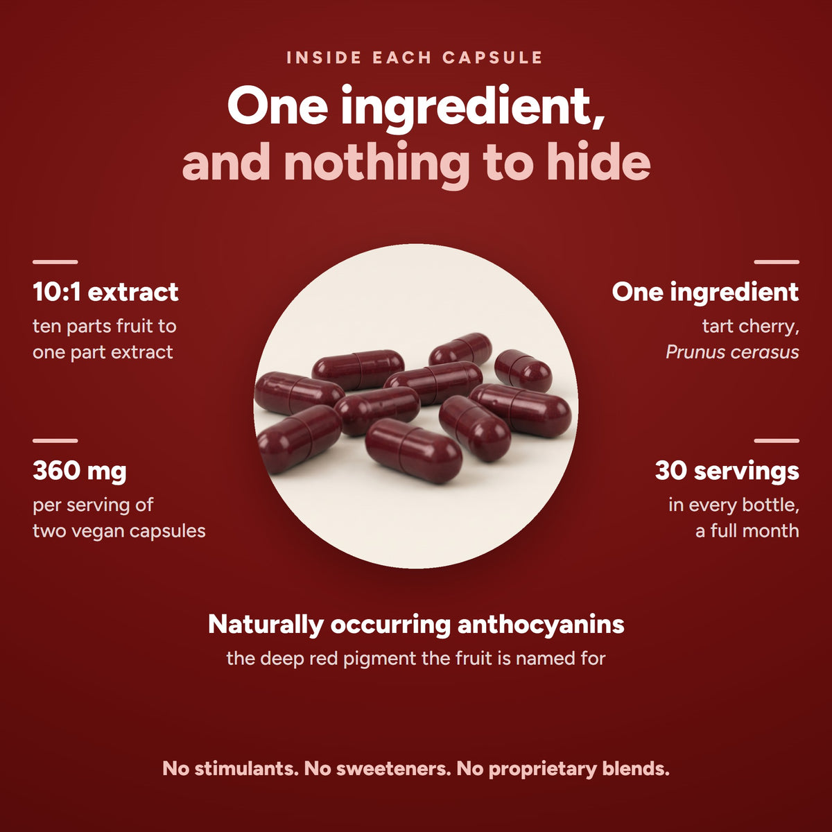 Inside each capsule: 10:1 extract, 360 mg per serving, one ingredient, 30 servings per bottle